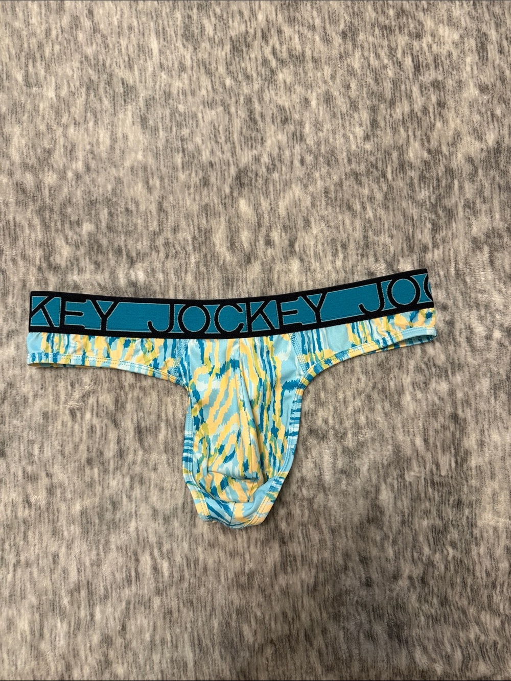 Jockey Teal & Yellow Printed Thong